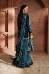 Royal blue velvet formal dress Pakistan